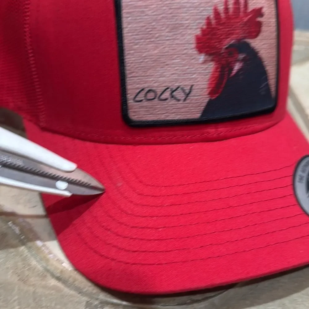 NWT Cocky Rooster Snapback Mesh Trucker Cap Hat Red